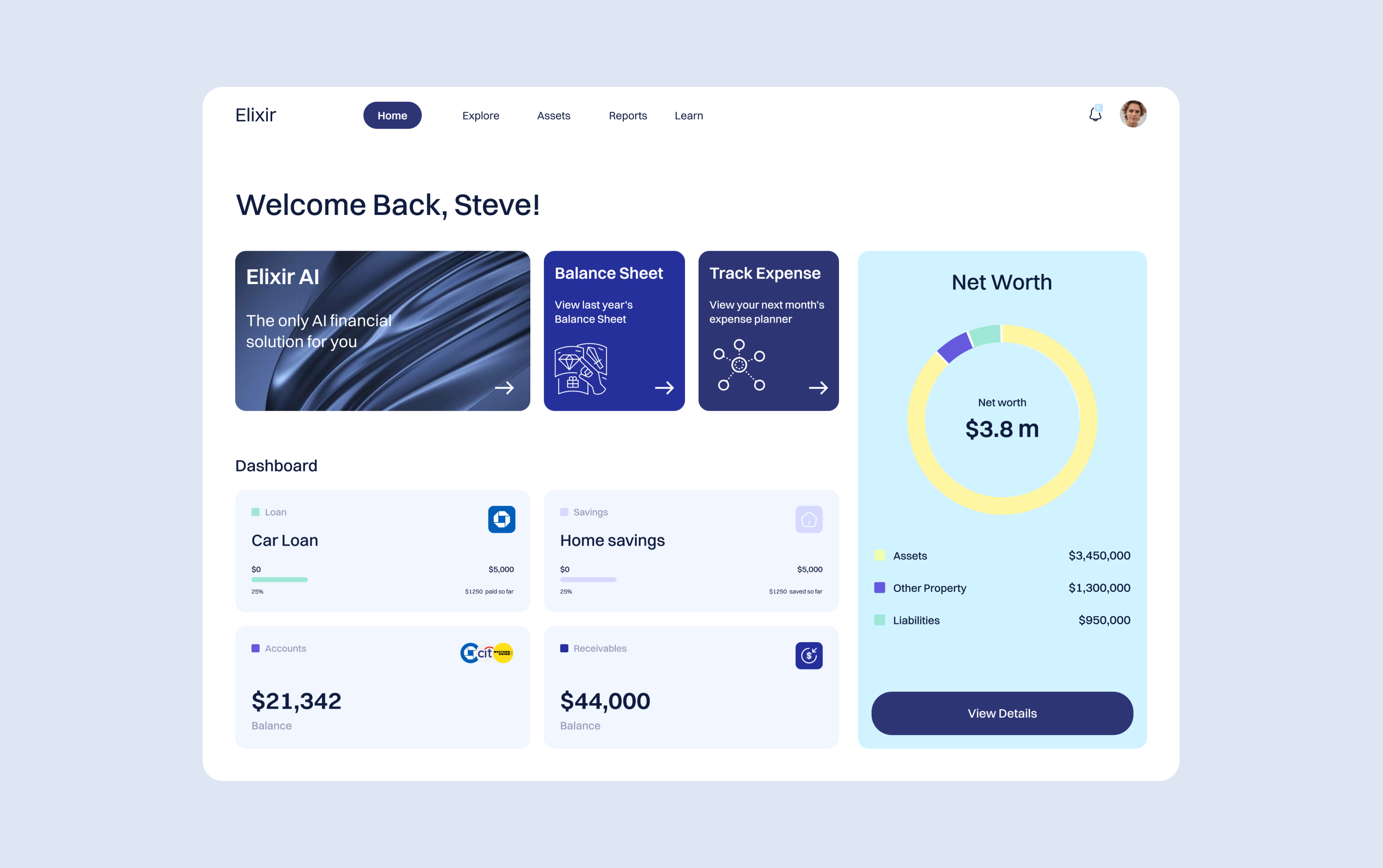 Dashboard experience development for a startup
